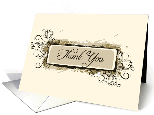 Thank You Note Tan Floral Swirls card (516473)