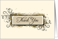 Thank You Note Tan Floral Swirls card