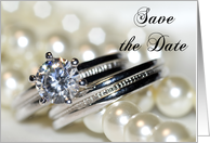 Save the Date Wedding Rings and Pearls card