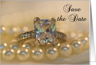 Save the Date Princess Cut Diamond Ring and Pearls card