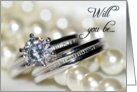 Bridesmaid Invitation Wedding Rings and Pearls card