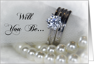 Bridesmaid Invitation Wedding Rings and Pearls card