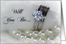 Bridesmaid Invitation Wedding Rings and Pearls card