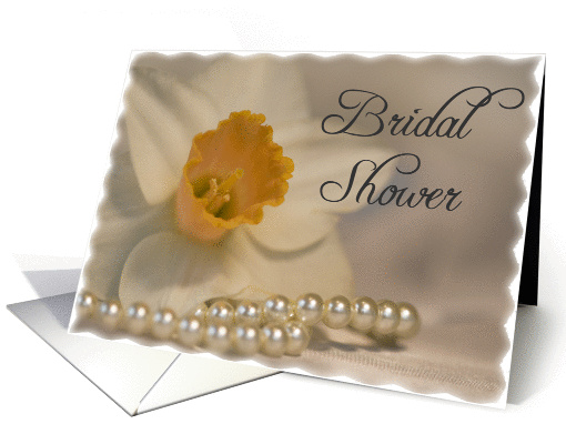 Bridal Shower Invitation White Daffodil and Pearls card (583909)