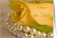 Wedding Save the Date Announcement Yellow Rose and Pearls card