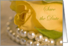 Wedding Save the Date Announcement Yellow Rose and Pearls card