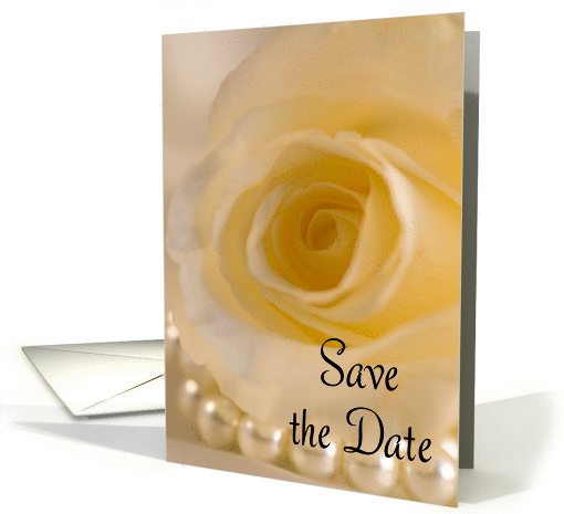 Wedding Save the Date Announcement White Rose and Pearls card (584633)