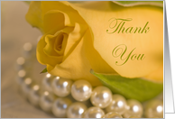 Thank You Note Yellow Rose and Pearls card