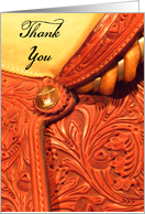 Cowboy Country and Western Thank You Leather Horse Saddle card