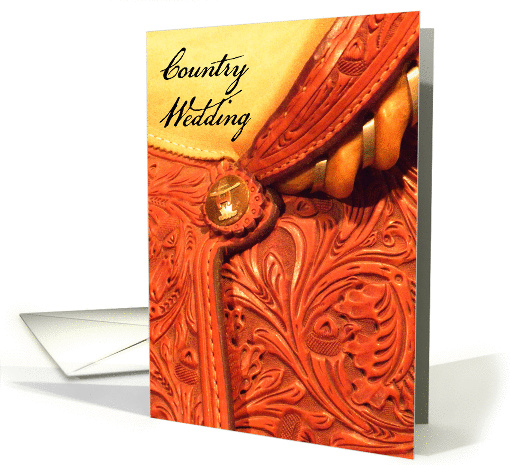 Country Wedding Save the Date Leather Horse Saddle card (677531)