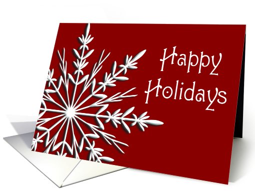 Silver Snowflake on Red Business Happy Holidays card (698469)