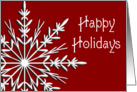 Silver Snowflake on Red Business Happy Holidays Card