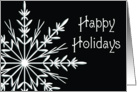 White Snowflake on Black Business Happy Holidays Card