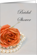 Elegant Orange Rose and Pearls Bridal Shower Invitation card