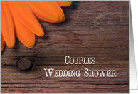 Orange Daisy and Barn Wood Couples Wedding Shower Invitation card