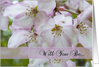 White and Pink Crab Apple Blossoms Will You Be My Bridesmaid Invitation Card