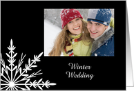 Winter Wedding Save the Date Photo Card Black and White Snowflake card