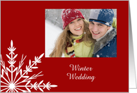 Winter Wedding Save the Date Photo Card Red and White Snowflake card