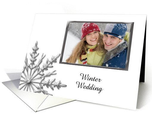 Winter Wedding Save the Date Photo Card White / Silver... (858848)