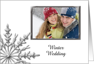 Winter Wedding Save the Date Photo Card White / Silver Tone Snowflake card