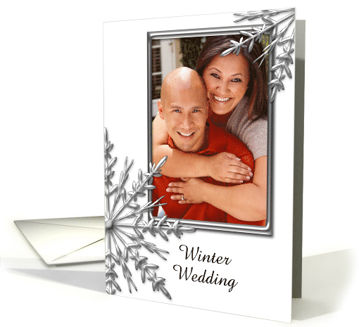 Winter Wedding Save the Date Photo Card, Silver Tone &... (862244)