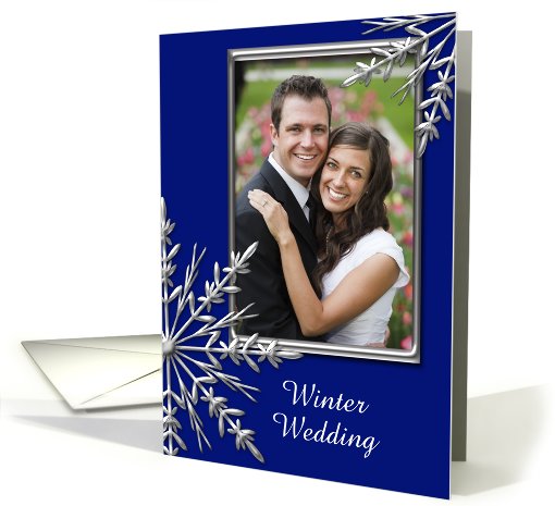 Winter Wedding Save the Date Photo Card, Silver Tone &... (862249)