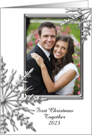 First Christmas Together Photo Card, Silver Tone & White Snowflake card