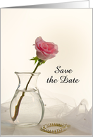 Wedding Save the Date Pink Rose and Pearls Custom Personalized card