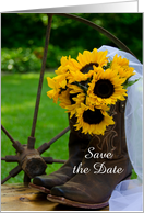 Wedding Save the Date Sunflowers and Cowboy Boots Custom Personalized card