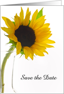 Wedding Save the Date Yellow Sunflower on White, Custom Personalized card