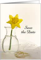 Wedding Save the Date Yellow Daffodil and Pearls, Custom Personalized card