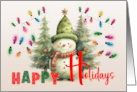 Happy Holidays Snowman String Lights card