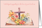 With Deepest Sympathy Bible Cross Flowers card