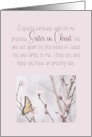 Sister in Christ Birthday Butterfly on Pink Bloom card