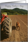 Father’s Day Farmer on Tractor With Dog Walking Beside card