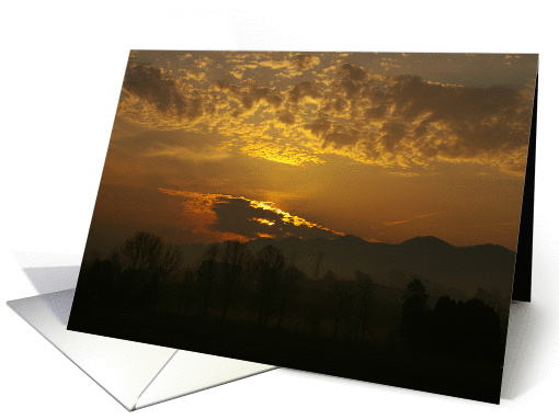 Happy Easter - Sunrise over mountains card (144577)