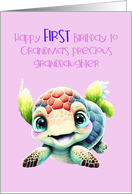 Granddaughter First Birthday from Grandma baby turtle card