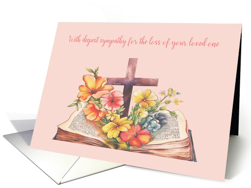 With Deepest Sympathy Bible Cross Flowers card (1819808)