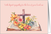 With Deepest Sympathy Bible Cross Flowers card