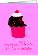 Niece Birthday Cupcake with Bite Taken card