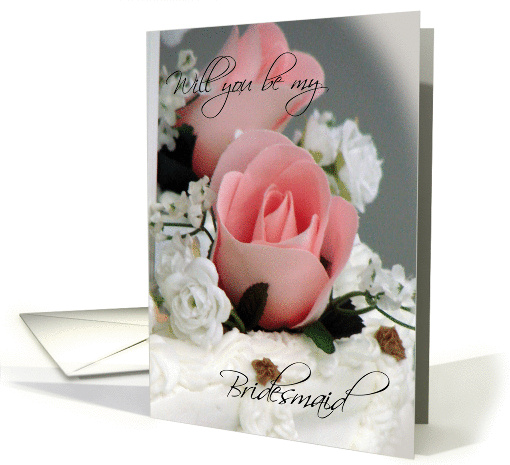 Pink Rosebud-be my Bridesmaid card (256271)