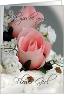 Pink Rosebud-be my Flower Girl card