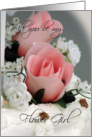 Pink Rosebud-be my Flower Girl card