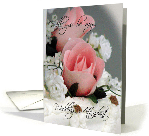 Pink Rosebud-be my Weddng Attendant card (256285)