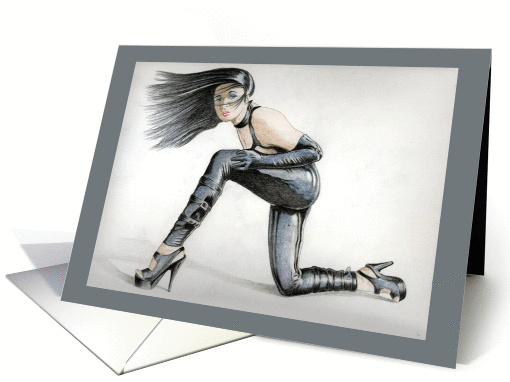 Sexy Shiny Leather Girl card (133730)