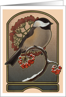 Chickadee and the Red Berries - Art Card