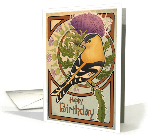The Goldfinch and Thistle - Birthday card (142156)