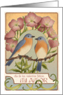 Bluebirds and Primrose - Spanish Valentine card