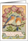 Bluebirds and Primrose - French Valentine card