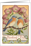 Bluebirds and Primrose - Thinking of You card